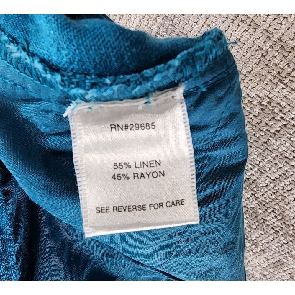 Pendleton Linen Blend Wide Leg Pants Womens 12 Turquoise Zip Button NWT - Picture 12 of 14